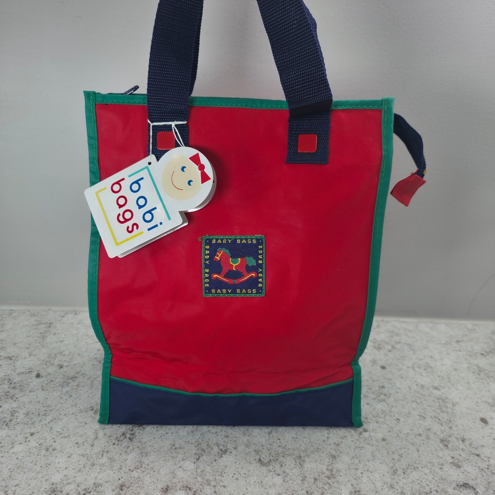 Babi Bags Mini Diaper Bag Red Navy Green Rocking Horse Vintage NWT Tote